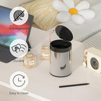 SolaceCove Mini Trash Can for Desk 0.4 Gallon,1.5L Stainless Steel mini Desk Trash can with Lid,Tiny Trash Can for Desk with 1 Roll Bags for Office, Home, Car,(Brushed Gray)