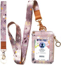 bolimoss Wallet Lanyard for id Badges,lanyards for id Badges for Women, Fashion Badge Holder with Zipper（Purple Gray）
