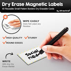 Attractivia Dry Erase Magnetic Labels 2.8 x 1.8 in, Pattern Borders, Small Dry Erase Magnets, 40-Pack, Colored Erasable Write-On All-Purpose Labels, for Office, Education, Home, Whiteboard
