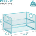 Marbrasse 2 Tier Paper Organizer Letter Tray, Mesh File Organizer with Handle, Paper Sorter Desk Organizer for Home Office Supplies - Blue