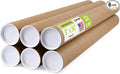 3" x 36" Reinforced Kraft Paper Mailing Tubes, Pack of 6 Tubes with 2 Caps Each – USPS Approved Poster Tube – Made in USA Cardboard Tube for Shipping and Storing Posters, Prints, Artwork, or Documents