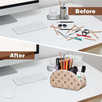 Remote Control Holders Organizer Box with 5 Compartment PU Leather Multi-functional Office Desk Storage Caddy Store Tv Remote for Media Player,Brush,Pencil,Glassees&Office Supplies (Begin+BrownF)