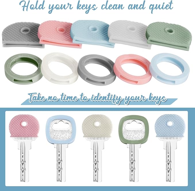 Blulu 80 Pieces 1Inch Colored Key Covers Caps Tags Covers Set Plastic Key Color Identifier Rings Toppers(Morandi Color)