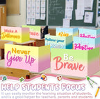 Honoson 24 Pcs Bulk Inspirational Privacy Folders for Students Cardboard Test Privacy Boards Motivational Words Desk Dividers Shield for Classroom School Study Supplies, 6 Styles (Macaron)