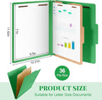 Skyygemm 36 Pcs Classification Folders Letter Size, 1 Divider Pressboard File Folder with Fasteners, Expanding File Organizer Bulk for School Teachers, Office Employee, Coworker, Staff (Green)