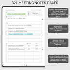 EMSHOI Meeting Notebook for Work with Action Items - 320 Pages B5 Thick Project Planner Agenda Organizer Work Notebook for Women Men Office Business Notes, PU Leather Hardcover, 7.5" x 10", Black