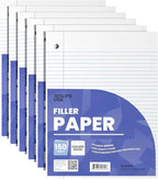 Loose Leaf Paper College Ruled Notebook Paper College Ruled Lined Writing Filler Paper 10.5” x 8” 900 Sheets 150 Sheets Per Pack 60 gsm (6 Pack)