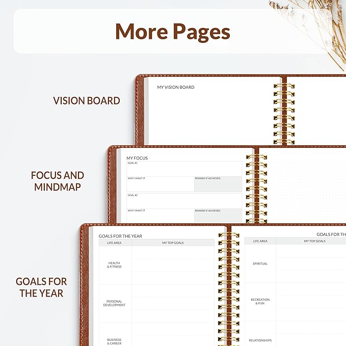 SUNEE 2026 Planner 8.5" x 11" – Dated Productivity Planner for Time Management - Daily,Weekly & Monthly Planner to Achieve Goals - Planner 2026 dated from January 2026 – December 2026,Brown