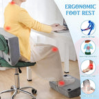 Novabright Foot Rest Under Desk at Work with 3 Adjustable Height, Non-Slip Ergonomic Foot Stool with Gel Top and Warm Pocket for Home Office Car Leg Back Rest(17" X 11" X 17",Cambered,Gray)