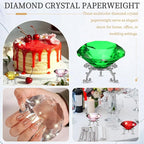 PATIKIL Diamond Crystal Paperweight, 100mm / 3.94" Crystal Paperweight Paper Weight with Silver 25 Metal Base for Home Office Desktop Table Decor Wedding Party Ornaments, Green