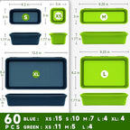 FLYVOLE Tool Box Organizer Tray, Toolbox Desk Drawer Organizer, Tool Box Tray, Toolbox Organization Storage for Rolling Tool Chest (60PCS (Blue+Green))