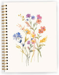 JWVK Vintage Wild Flower Botanical Plant Notebook 05,Rustic Spring Floral Cottagecore Notebook Journal for Work Office School Student Teacher,Hardcover Spiral Notebook 5.5x8.7