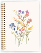 JWVK Vintage Wild Flower Botanical Plant Notebook 05,Rustic Spring Floral Cottagecore Notebook Journal for Work Office School Student Teacher,Hardcover Spiral Notebook 5.5x8.7