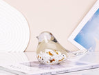 WUBIANJIE Hand Blown Glass Bird Statue Collectible Animal Art Paperweight, Living Room Bedroom Bookshelf Coffee Table Small Ornaments Shelf Home Decoration (Yellow)