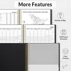 SUNEE 2026 Appointment Book, Quarter-Hourly, Weekly & Monthly - from January 2026 - December 2026, 8.5"x11" Weekly Planner, Flexible Cover, Note Pages, Pockets, Bookmark, Spiral Binding, Black
