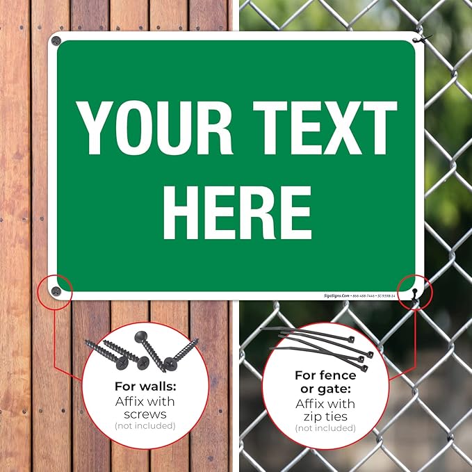 Personalized Custom Green Background Customize for Office, Business, Workplace, Home, Airbnb, Delivery Sign, 10x14 Inches, Rust Free .040 Aluminum, Fade Resistant, Made in USA by Sigo Signs