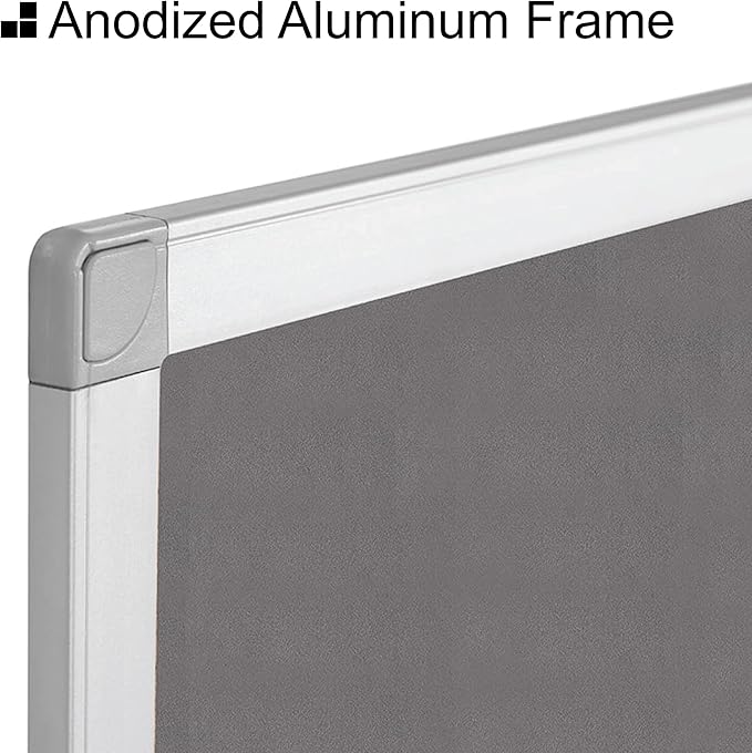 BoardsPlus Gray Felt Bulletin Board, 18" x 24", Wall Mounted Self-Healing Pin Board with Aluminum Frame, Affordable Felt Vision Board for Home, Office, Dorm & Classroom