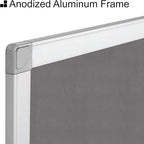 BoardsPlus Gray Felt Bulletin Board, 24" x 36", Wall Mounted Self-Healing Pin Board with Aluminum Frame, Affordable Felt Vision Board for Home, Office, Dorm & Classroom