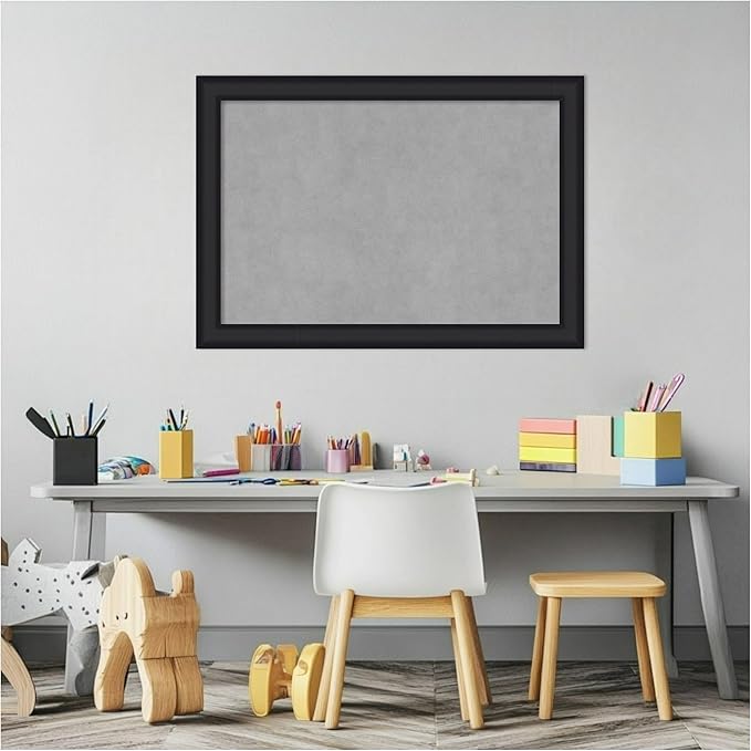 Amanti Art Black Framed Magnetic Board 19x27 Medium Vision Board for use with Magnets, 100% Metal Sheet to Display Items as Office Decor or for Home Organization in mudroom, Kitchen or Kids Room