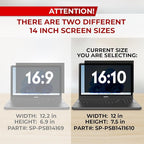 SightPro 14 Inch 16:10 Laptop Privacy Screen Filter - Computer Monitor Privacy Shield and Anti-Glare Protector