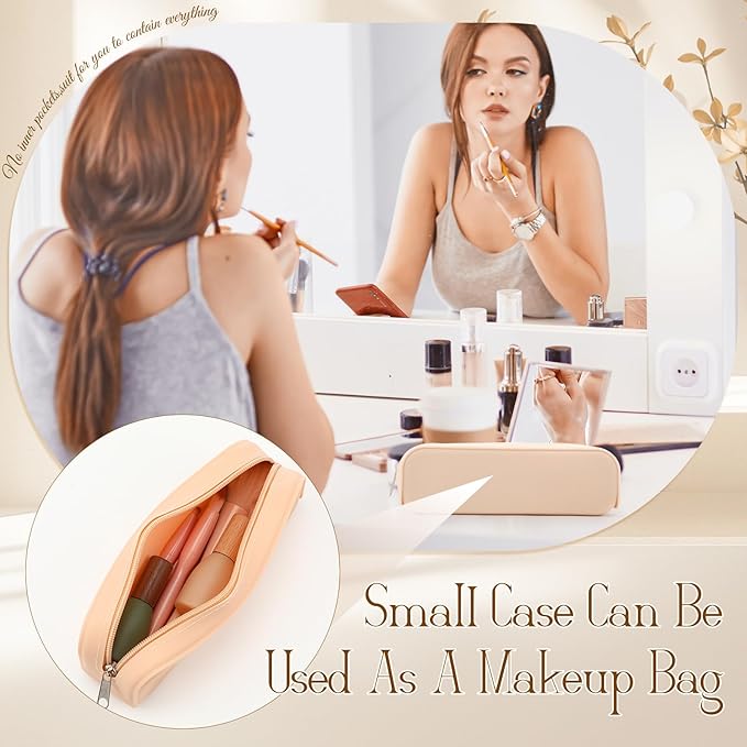 Feifeiya 8 Pcs Silicone Pencil Case Pen Zipper Pouch Bags Aesthetic Back to School Gifts Stationery Travel Toiletry Makeup Coin Organizer Waterproof Valentines Galentines Party Favors (White)
