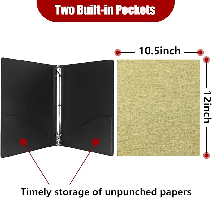 Vienrose 3 Ring Binder 1 Inch Round Rings with Linen Fabric Cover, Fits 8.5 x 11 Inch Paper, Durable Organizer for School, Office, Home, Recipes, DarkGreen