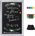 SELEAD Magnetic Chalkboard Words Sign - 20" x 30" Solid Wood Rustic White Wide Frame Wall Decor Display Board Pizarra for Wedding, Business, Restaurant