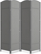 cocosica Paper Rope Room Divider, 4 Panel Wood Mesh Woven Design Screen with Double Sides Weaved, Foldable Portable Partition Divider Screen for Decorationg of Bedroom,LivingRoom,Office Separator