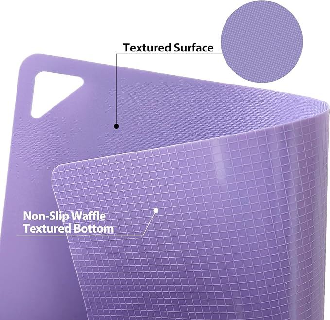 WK Flexible Plastic Cutting Boards for Kitchen, Cutting Board Mats Set of 5, Nonslip Cutting Board for Meat, Thin Cutting Sheets with Hole, Dishwasher Safe, BPA Free, 14.5x11.5"