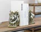 Kakizzy Vintage Gold Lion Book Ends,Animal Decorative Bookends,Resin Book Holder,Luxurious Book Ends for Shelves Rooms Office Home Decor,Unique Book Lover Gift(Gold Lion)
