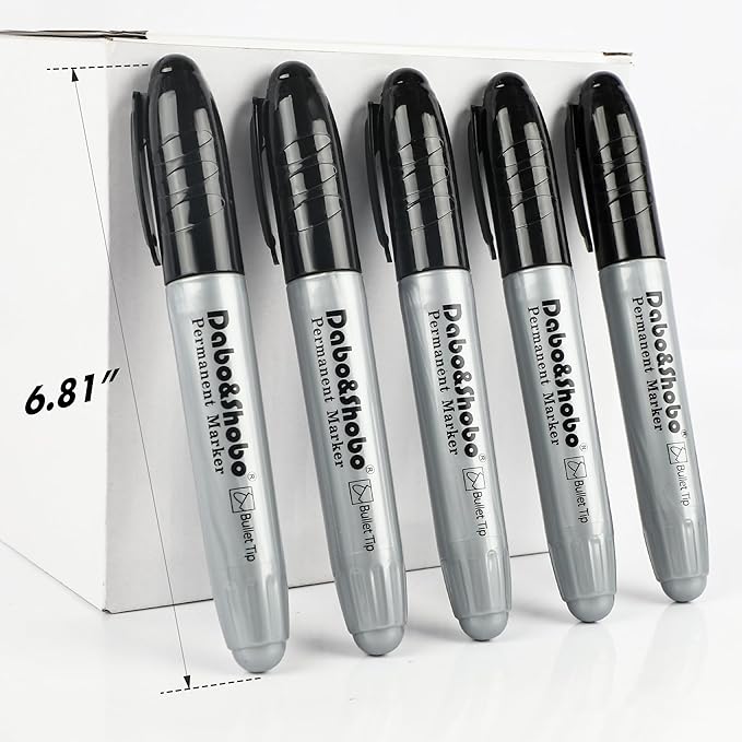 Dabo&Shobo Permanent Markers Jumbo Size, 40 Count, Bullet Tip, Large Black Permanent Markers Set