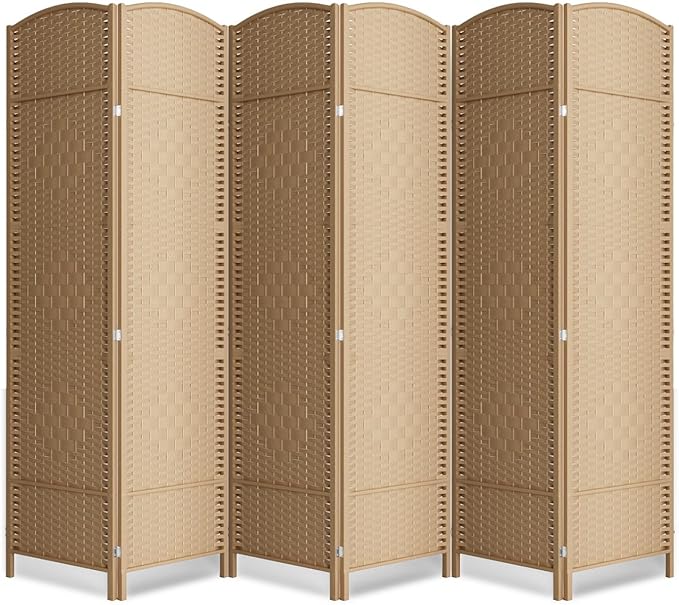 Cocosica 6 Panel Room Divider,6Ft Folding Privacy Screen,Tall - Extra Wide Foldable Panel Partition Wall Divider with Diamond Double-Weaved Hand-Woven Design Room Screen Divider