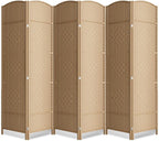 Cocosica 6 Panel Room Divider,6Ft Folding Privacy Screen,Tall - Extra Wide Foldable Panel Partition Wall Divider with Diamond Double-Weaved Hand-Woven Design Room Screen Divider