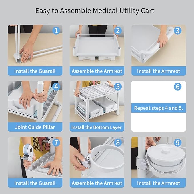 Rolling Utility Cart,Qiwey Medical Utility Cart with Drawers,3-Tier Esthetician Cart with Wheelsfor Beauty Salon SPA Commercial Hospital Office Lab Cart White