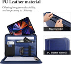 ProCase Portfolio Business Padfolio Folder with Zipper, Conference Meeting Executive File Legal Document Organizer with Pockets Letter Size A4 Writing Pad Notepad Padfolio -Navy