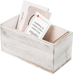 ExoLiry Rustic White Washed Wood Mail Box Storage Holder File Organizer Tabletop Wooden Basket Letter Script Design Envelope Folder Decorative Container Desk Home Office Entryway Bedroom Living Room