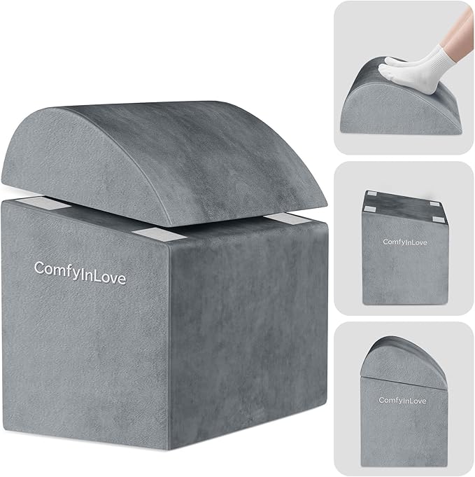 ComfyInLove Foot Rest for Under Desk at Work - Non-Slip Foot Stool with 3 Adjustable Heights, Ergonomic Under Desk Footrest with Washable Cover for Desk, Home, Office, Car (Light Grey)