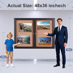 48x36 Inch Lockable Enclosed Bulletin Board, Weather-Resistant Outdoor Noticeboard with 2 Locking Doors, Wall-Mounted Black Aluminum Frame & Cork Presentation Board