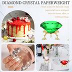 PATIKIL Diamond Crystal Paperweight, 80mm / 3.15" Crystal Paperweight Paper Weight with Gold 19 Metal Base for Home Office Desktop Table Decor Wedding Party Ornaments, Green