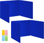 2 Pack Blue Desk Dividers for Students, Privacy Shields Folder for Students, Durable & Waterproof Plastic Study Board, Classroom Teacher Supplies Test Divider, Includes Extra Labels