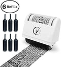 Vantamo Identity Theft Protection Roller Stamp for Hiding Sensitive Information, Wide Confidential Stamp with 6 Ink Refill, Security Stamp Roller for Identity Theft Prevention, Classy Blue