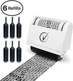 Vantamo Identity Theft Protection Roller Stamp for Hiding Sensitive Information, Wide Confidential Stamp with 6 Ink Refill, Security Stamp Roller for Identity Theft Prevention, Classy Blue