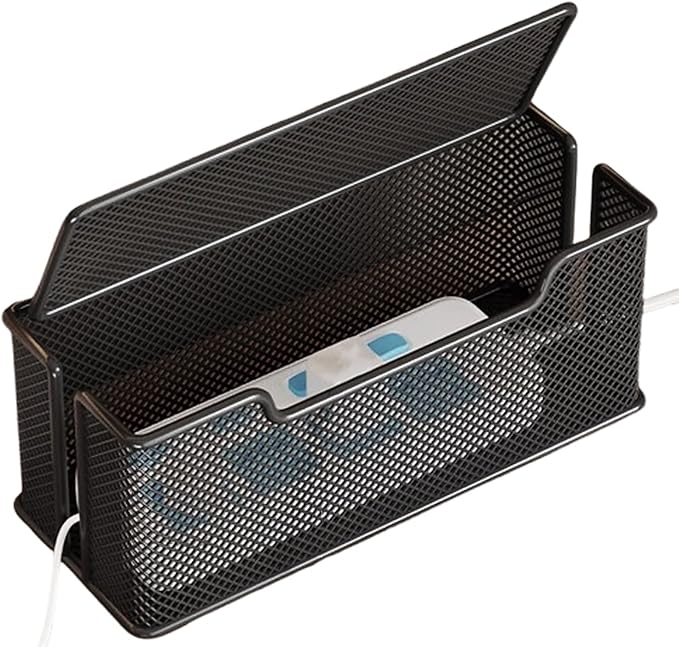 Yomjarl Cable Management Box,Desk Cable Organizer Box,No Installation Wire Cord Box Hider,Metal Mesh Cord Holder for Desk TV Computer USB Hub System to Cover and Hide & Power Strips & Cords