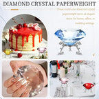 PATIKIL Diamond Crystal Paperweight, 80mm / 3.15" Crystal Paperweight Paper Weight with Silver 19 Metal Base for Home Office Desktop Table Decor Wedding Party Ornaments, Light Blue