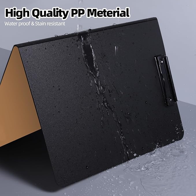 FRETONBA Clipboard Folder, A4 Foldable Clipboard with Horizontal and Vertical Double Metal Clips, 360 Degree Foldable Binder Clipboards with Pen Holder, File Cover Work Folder Clipboards, Orange