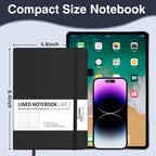 Dynta Hardcover Journal Notebooks 10 Pack A5 Lined Journals Bulk 5.8 x 8.4 Inch 160 Pages/80 Sheets College Ruled with Pen Loop Notebooks for Work, Writing, Note Taking (Black)