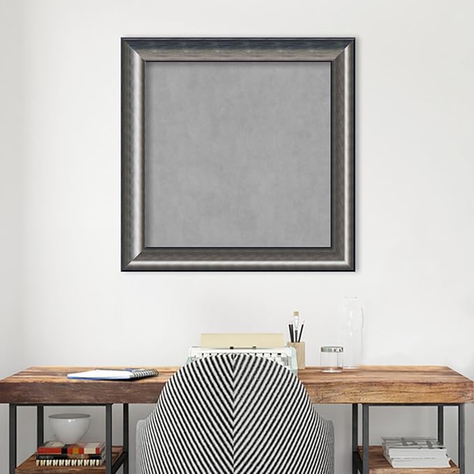 Amanti Art Silver Framed Magnetic Board 30x30 Medium Vision Board for use with Magnets, 100% Metal Sheet to Display Items as Office Decor or for Home Organization in mudroom, Kitchen or Kids Room