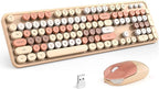MOFII Wireless Keyboard and Mouse Combo,2.4GHz Retro Full-Size Keyboard with Number Pad and Cute Wireless Mouse for Computer PC Desktops Laptop WindowsxP/7/8/10(Milk Tea Colorful-B)