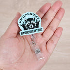 Undiagnosed But Something Ain't Right Funny Raccoon Nurse Badge Reel, Cute Retractable ID Card Medical Badge Holder, Name Tag Badge Clip for RN Nurse Nursing Student Psychotherapist Social Workers
