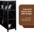 VAKATRELL 12 Cube Storage Organizer Bookshelf, Industrial Horizontal Bookcase, Accent Cubby Shelf, Corner Bookcase for Living Room, Home Office, 11.8" D x 47.6" W x 38.2" H, Black